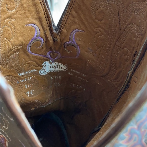 Justin Western Cowgirl Embroidered Boots size 7C - Picture 9 of 9